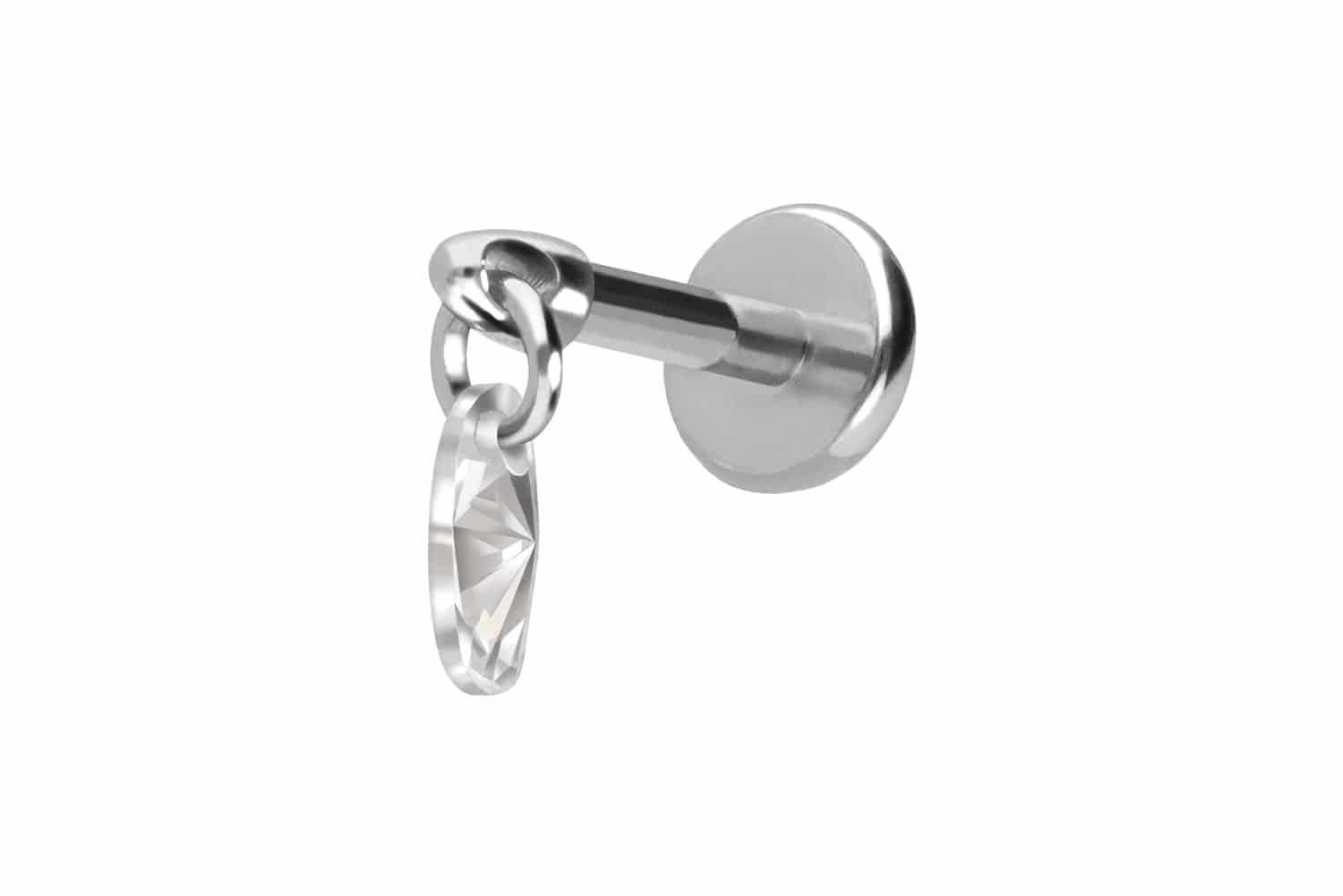 Titan Labret Piercing mit Push Fit KRISTALLOVAL